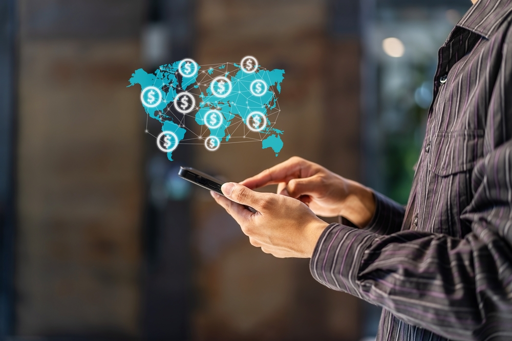 Online transactions with mobile phone.